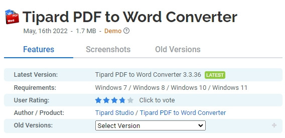 Tipard PDF to Word Converter 무료 다운로드
