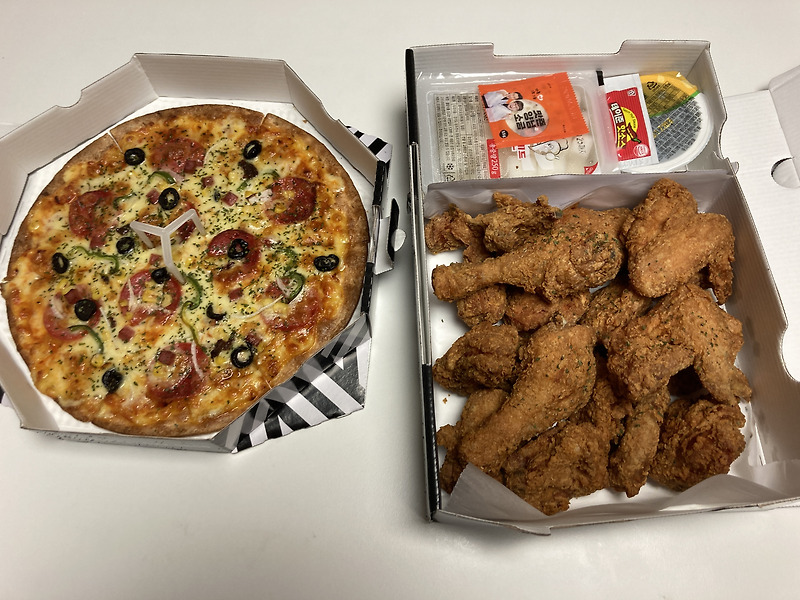 안동 브라보치킨피자 콤비네이션피자+후라이드치킨 배달