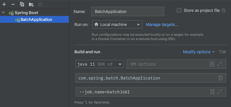 SpringBatch JobLauncherApplicationRunner Job Name 을 지정하여 실행시키기 (동시에 Job ...