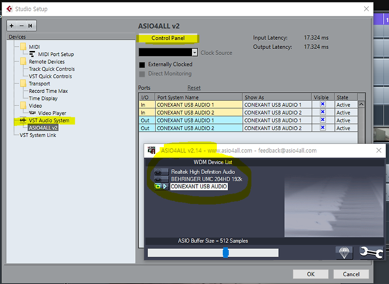 Asio4all Control Panel