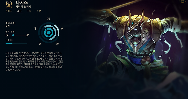 롤 시즌11 탑 나서스 공략 [템트리, 룬, 스펠, 승률, 픽률, 스킬트리]
