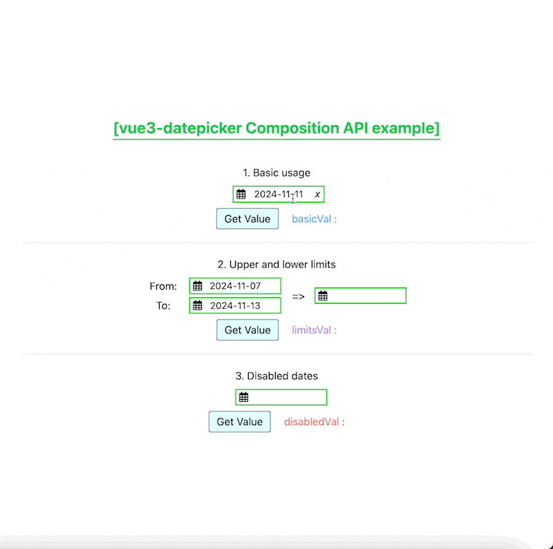  vue3 datepicker vue3 composition api version 
