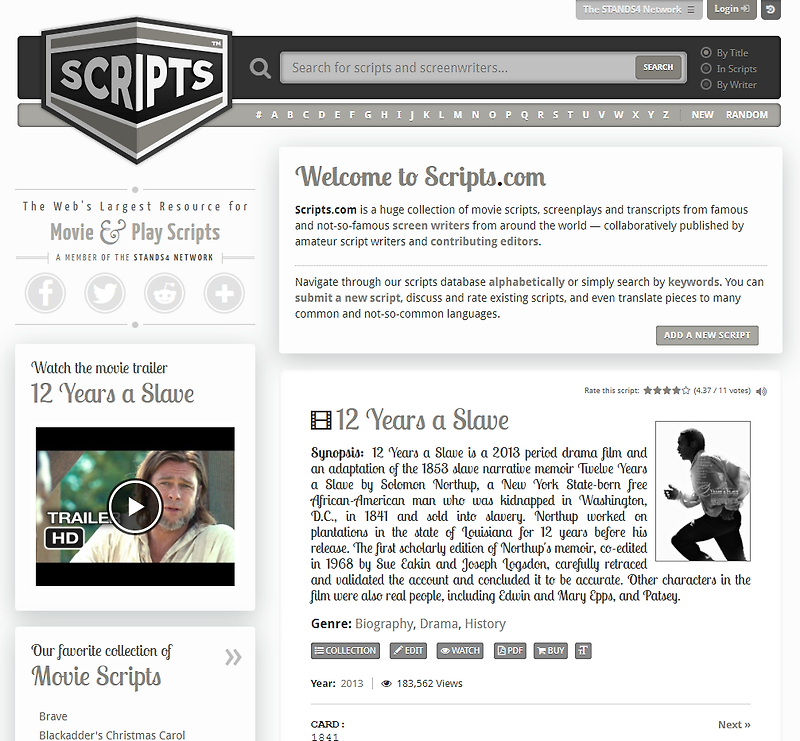 Scripts.com｜해외 영화 대본 사이트