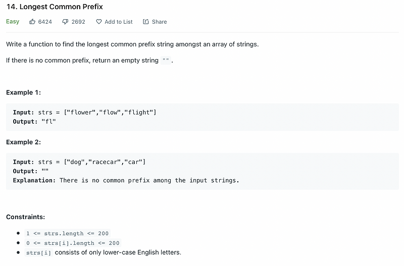 [C++] LeetCode - Longest Common Prefix