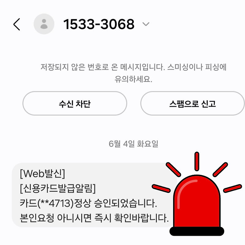 1533-3068 신용카드발급 알림 문자