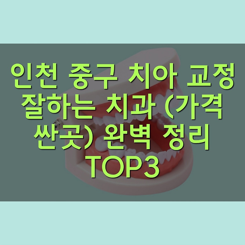 인천 중구 치아 교정 잘하는 치과 (가격 싼곳) 완벽 정리 TOP3