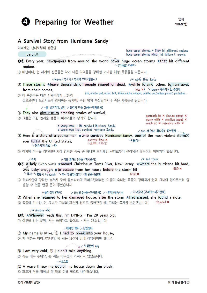 [2015개정] 고교 영어 YBM(박준언) 04과 (2022) :: 지이다영어교실
