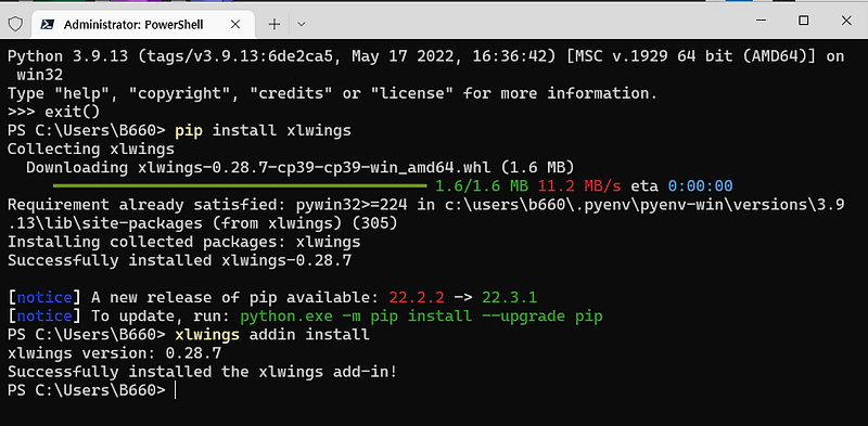 python:: xlwings 설치 및 엑셀vba 암호는 