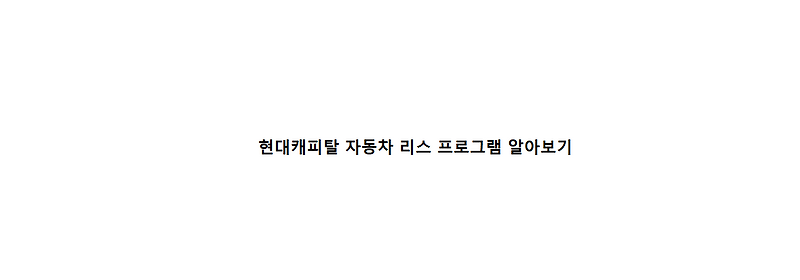 현대캐피탈 자동차 리스 프로그램 (최저금리이용법)