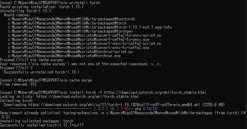 윈도우 파이토치 쿠다 버전 안 맞는 오류 해결법 AssertionError : torch not compiled with cuda enabled