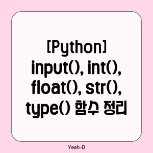[Python] input(), int(), float(), str(), type() 함수 정리