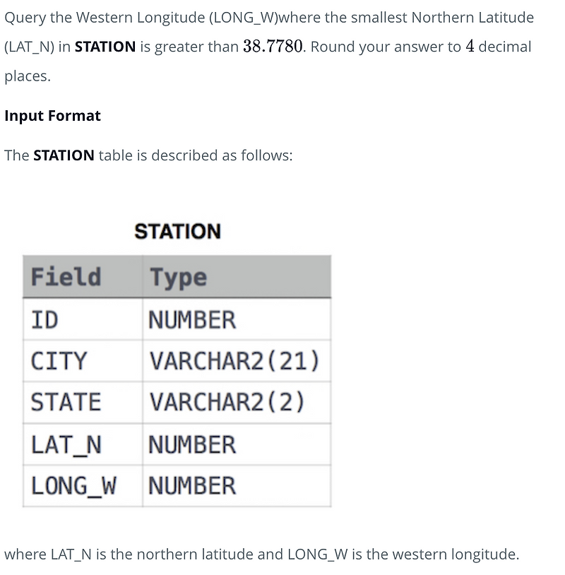 [MySQL] Weather Observation Station 17