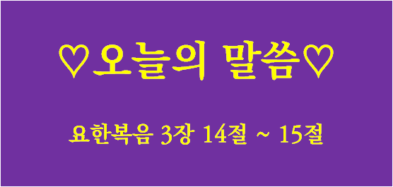 성경은 십자가 이야기입니다 / 요한복음 3장 14절 ~ 15절 / 오늘의 말씀