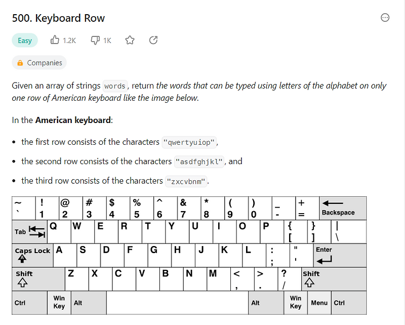 500. Keyboard Row (해석 + 풀이) :: 개발자 Lim