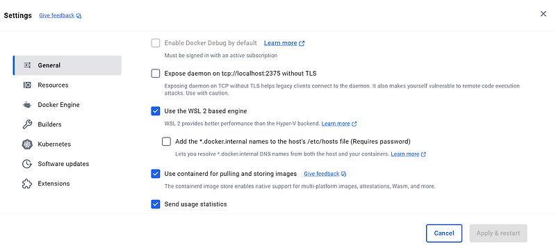 wsl2 로 docker 실행하기