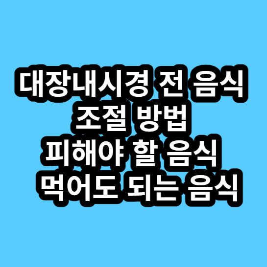대장내시경 전 음식 조절 방법 피해야 하는 음식 및 먹어도 되는 음식