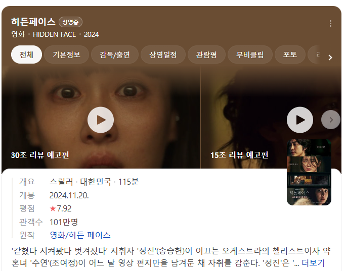 영화 히든페이스 (The Hidden Face) 정보 및 결말 해석, 쿠팡