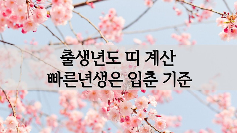 출생년도 띠 계산 빠른년생은 입춘 기준으로