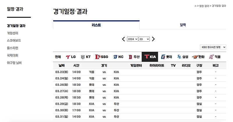 결과(순위), <b>1군</b> 등/<b>말소</b>, 부상 선수 현황 추가!) / 업데이트 ing