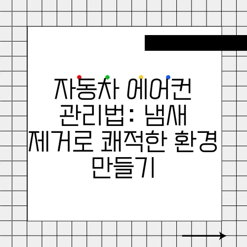 자동차 에어컨 관리법: 냄새 제거로 쾌적한 환경 만들기