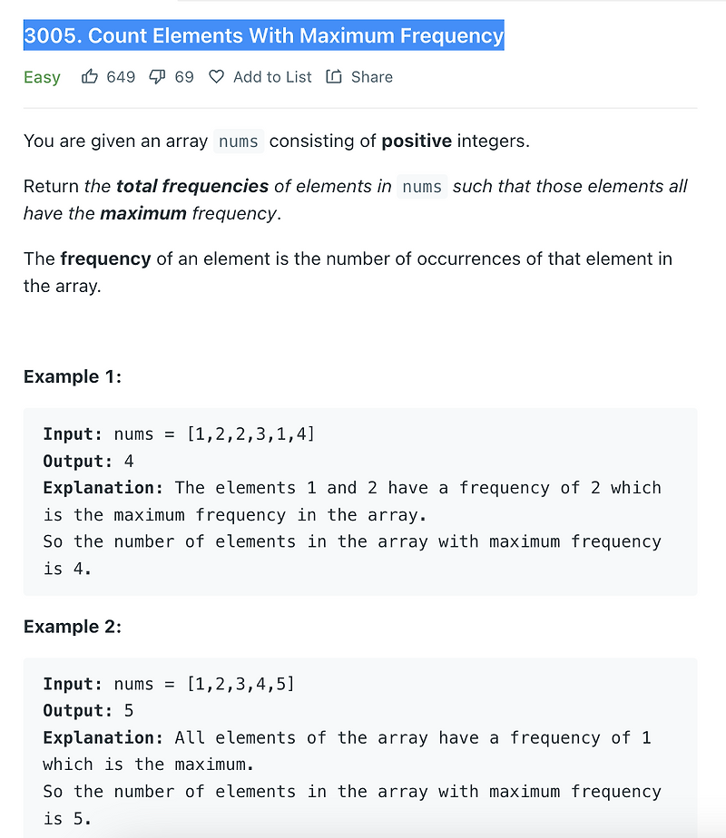 3005. Count Elements With Maximum Frequency (javascript)