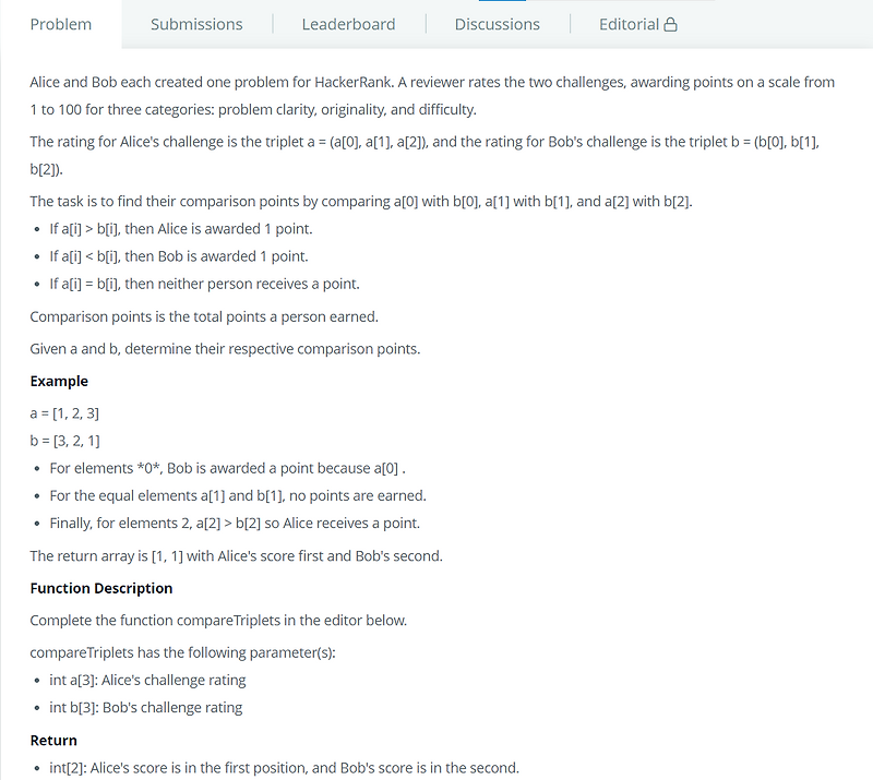 [HackerRank] Compare the Triplets