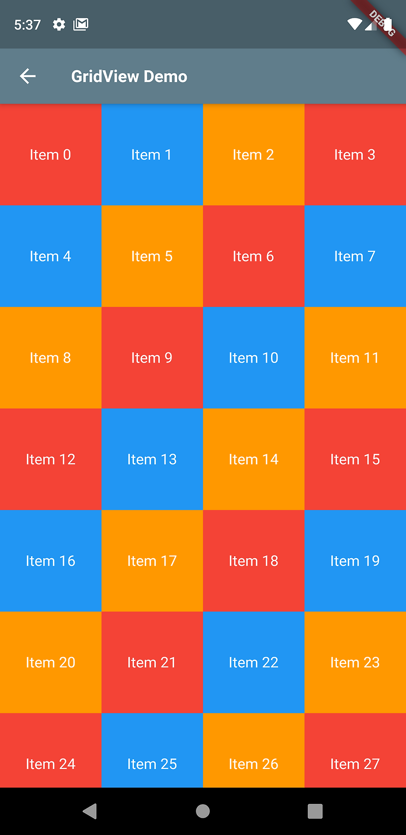 Flutter Example - GridView Widget