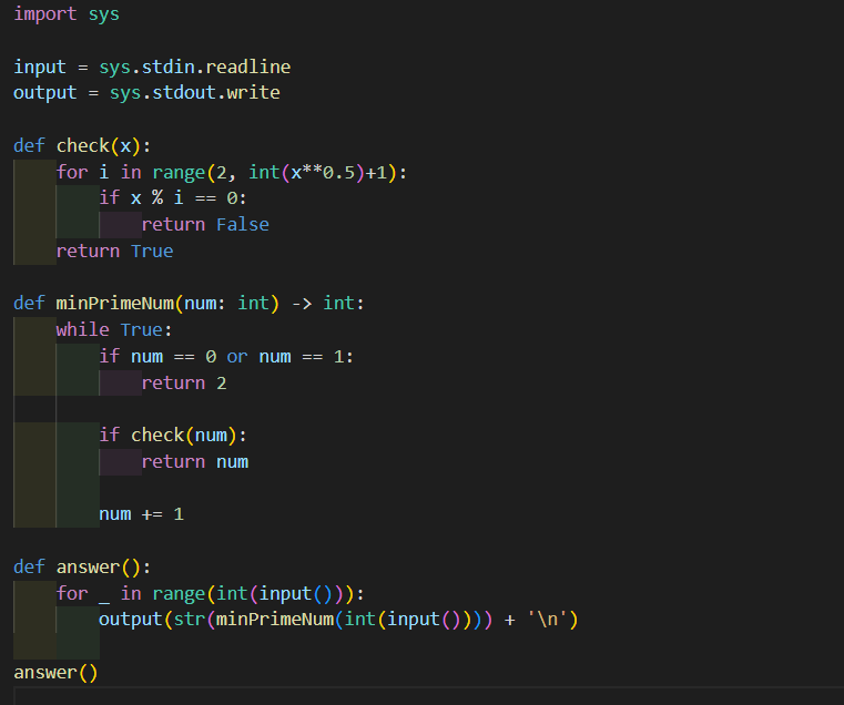 [Python] 백준 4134 다음 소수