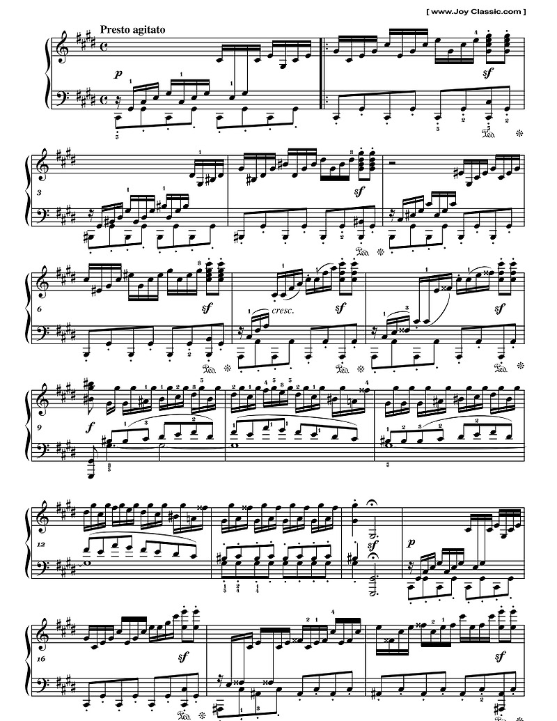 베토벤 Beethoven-월광 3악장, Beethoven Sonata No.14 op.27 -2 3rd, 피아노악보, 무료악보, pdf악보입니다.