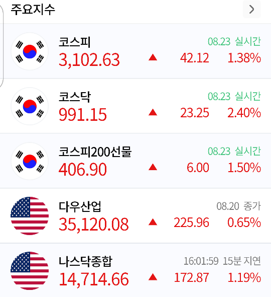 오늘의 증시 ( 210823 )