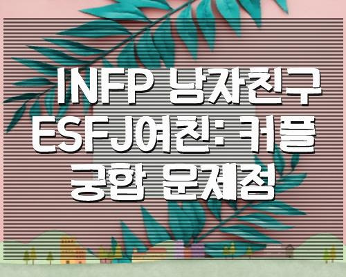 INFP 남자친구 ESFJ여친: 커플 궁합 문제점