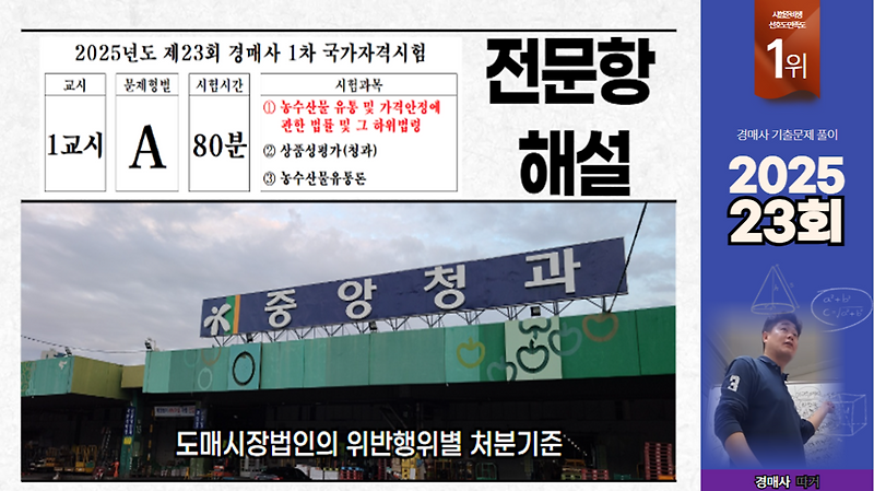 도매시장법인이 제시한 최저가격 미만으로 판매한 경우 받게 될 처분은? [제23회 경매사 기출문제-농안법⑩]
