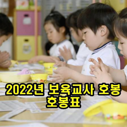 2022년 보육교사 호봉 호봉표