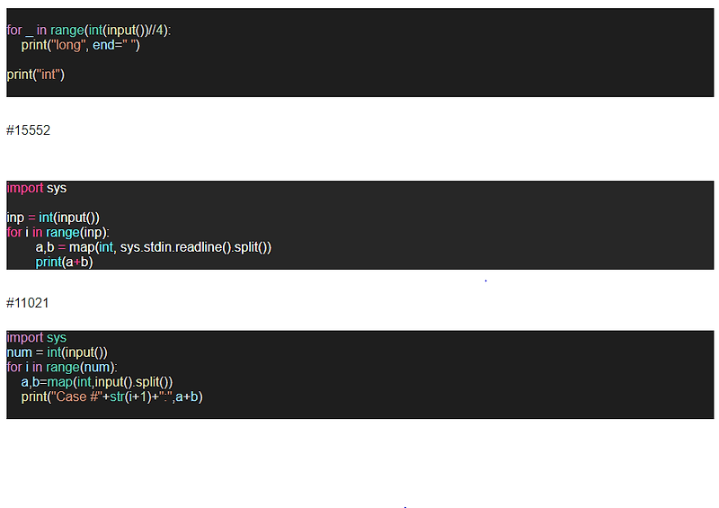[python] [백준] [단계별로 풀어보기] [반복문] 정답.
