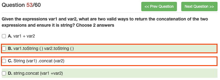 (53/60) Given the expressions var1 and var2, what are two valid ways to ...