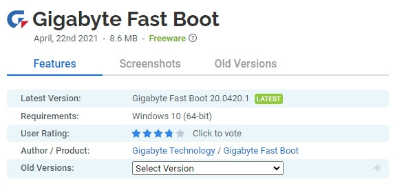 Gigabyte Fast Boot 무료 다운로드
