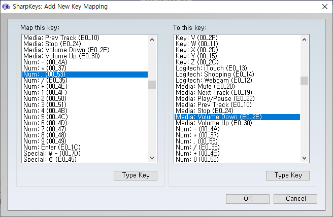 키보드 매핑, 키 버튼의 위치나 기능 바꾸기 (볼륨 조절) SharpKeys 2
