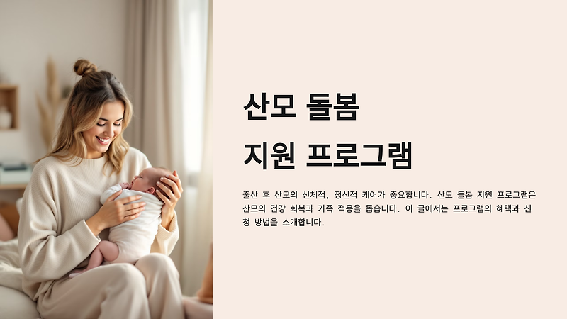 산모 돌봄 지원 프로그램: 산모와 가족을 위한 특별한 케어