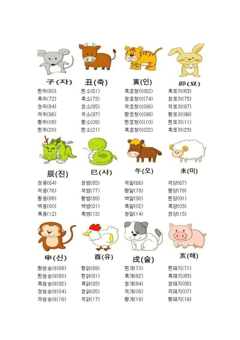 십이간지 연도별 띠별 색상, 띠별 운세 알아보기 - 운명 텔러