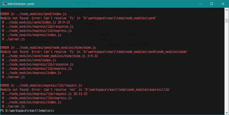 React] Webpack - Module Not Found: Error: Can'T Resolve 'Fs' , 'Net' In ...