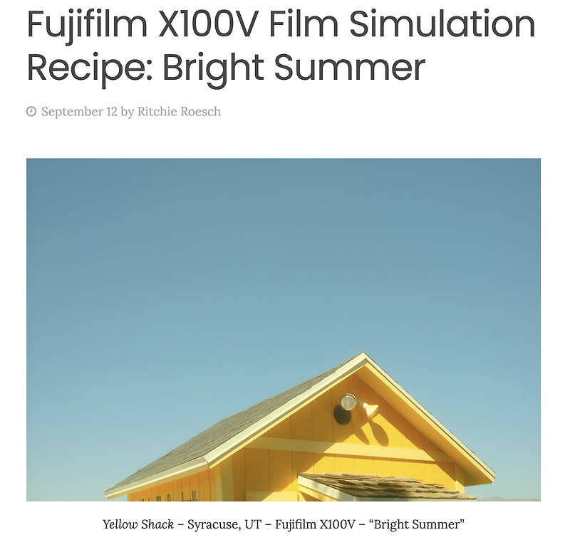 후지필름의 필름 시뮬레이션 레시피 모음 사이트 - Fuji X Weekly :: O.wa's Blog