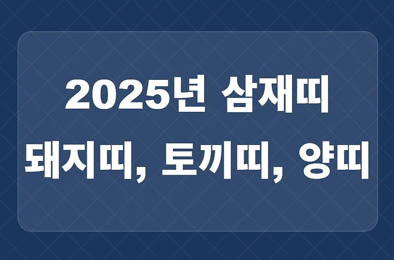 🔹 2025년 삼재란 무엇인가? 돼지띠, 토끼띠, 양띠