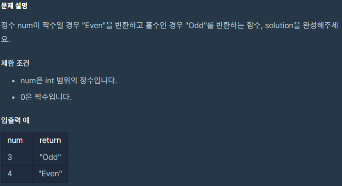 알고리즘) 짝수와 홀수