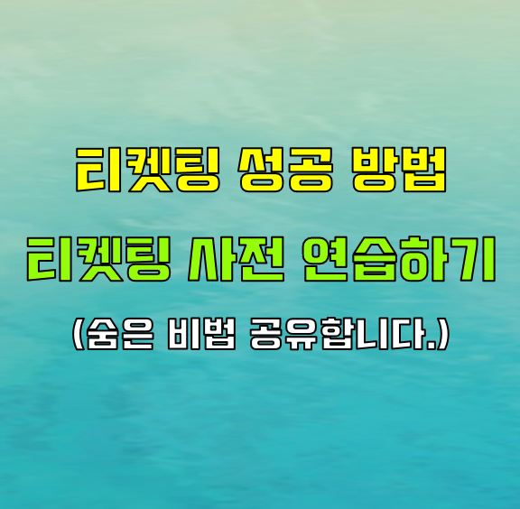 티켓팅 성공하는 방법 및 실전 연습방법 (비법 전수합니다)