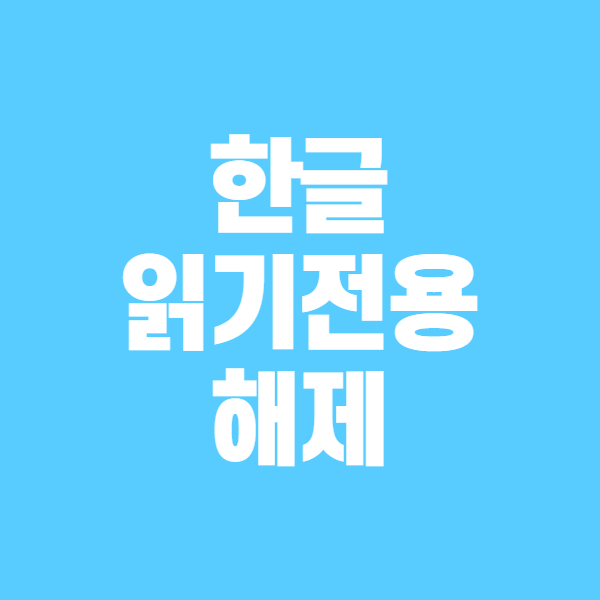 한글 읽기전용 해제 3초에