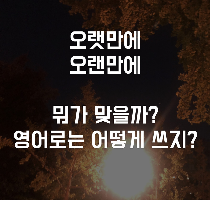 오랜만에 오랫만에 맞는 표현은?