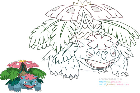 지노캔들Gino Art Candle(양초를연구하는사람들) :: 포켓몬스터 메가이상해꽃 Mega Venusaur 색칠공부 도안 65탄