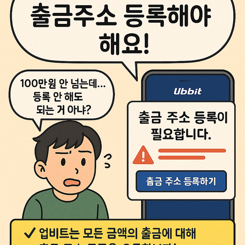 [업비트] 100만원 미만 코인 출금시, 출금 주소 등록 해야하는 경우와 출금 주소 등록 방법 정리