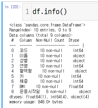 [Python]shape&info(), 특정 열의 자료형 정보 확인