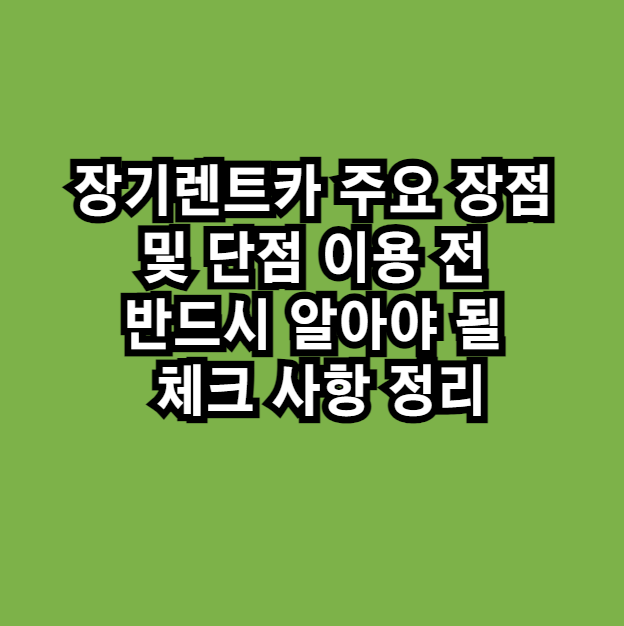 장기렌트카 주요 장점 및 단점 이용 전 반드시 알아야 될 체크 사항 정리